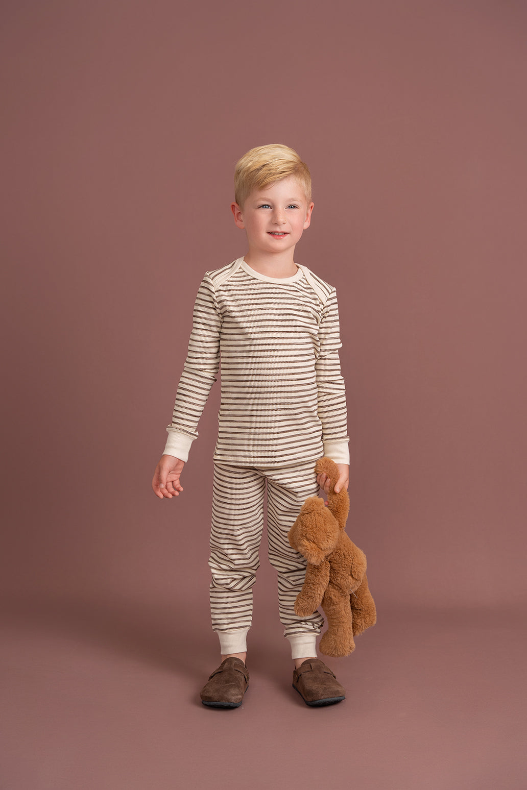 Stripe Waffle Knit 2Pc Set