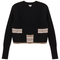 Striped Trim Crop Cardigan