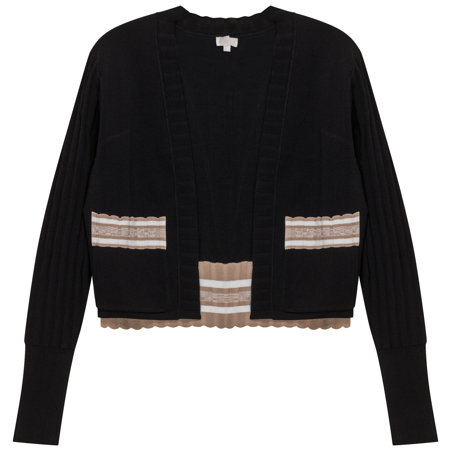 Striped Trim Crop Cardigan