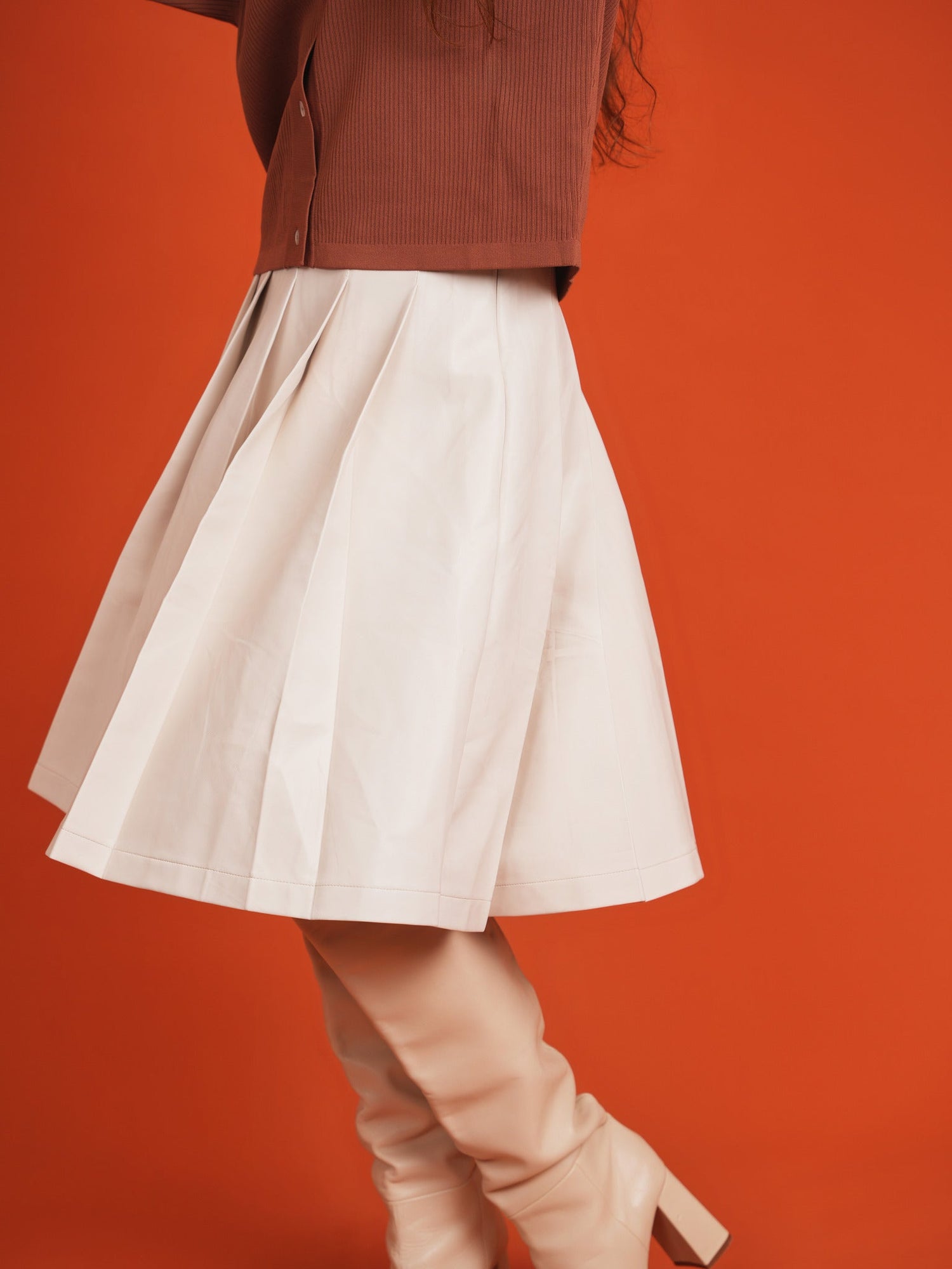Leather Knife Pleats Skirt