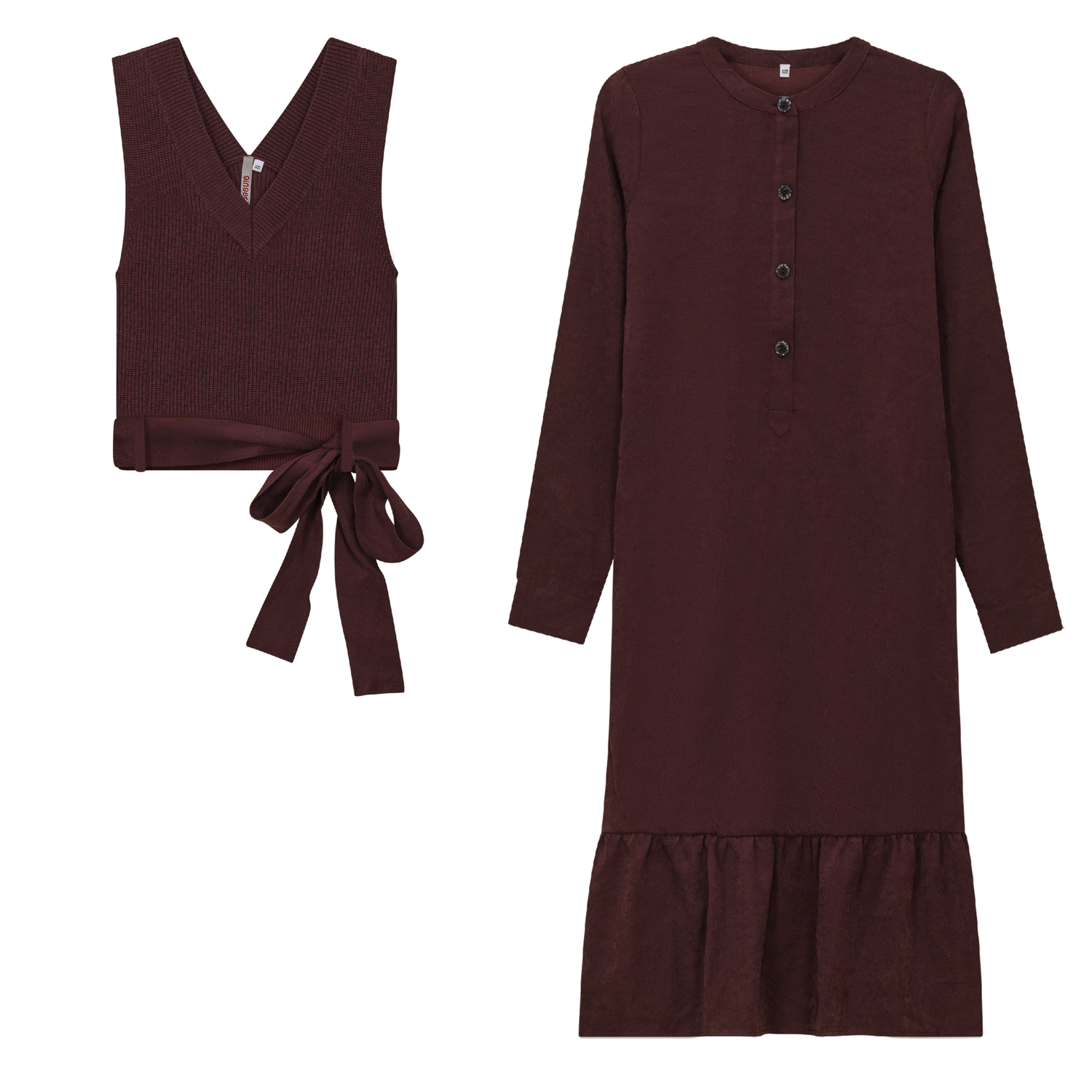 Woven Dress with Knit Vest