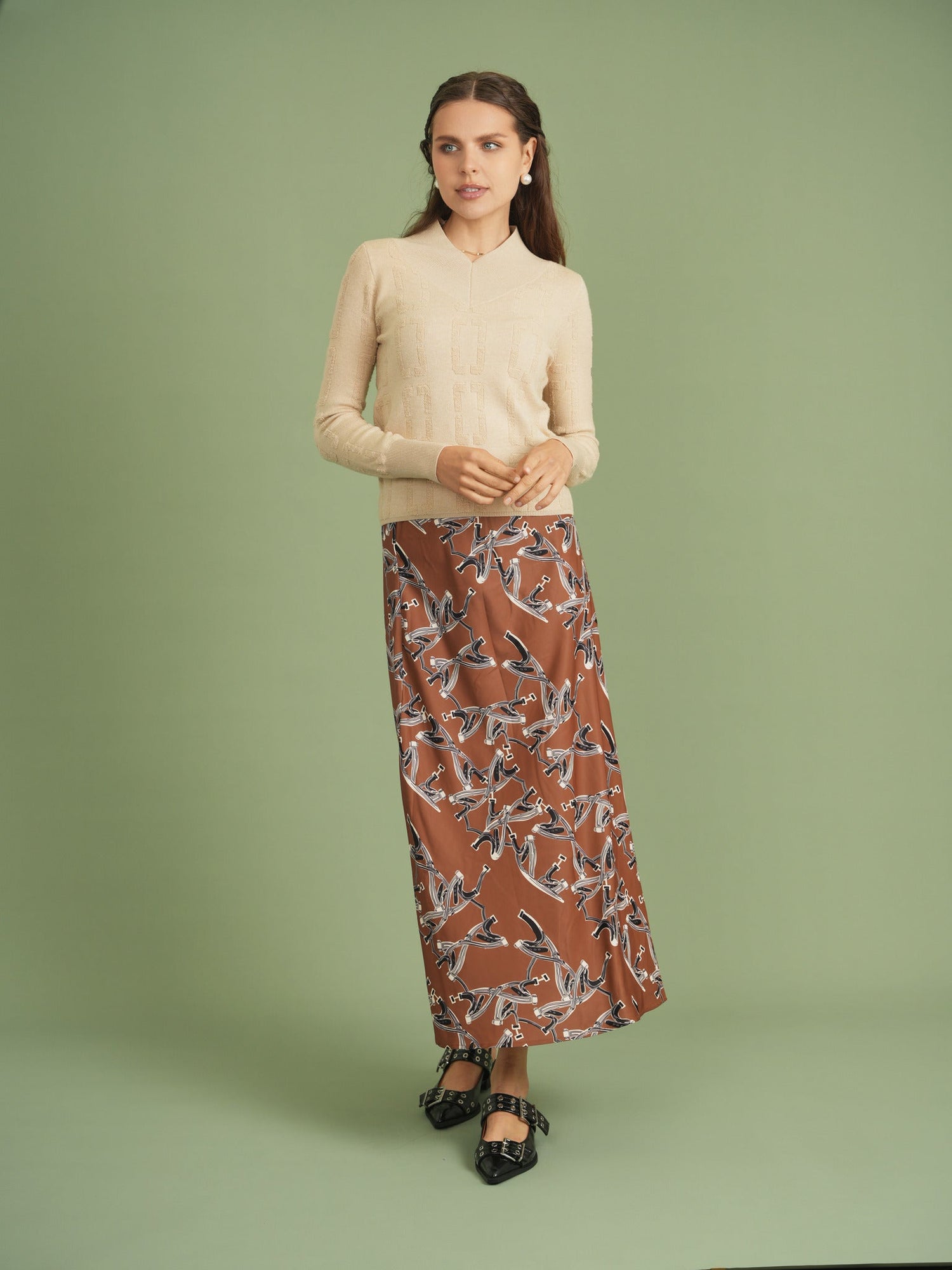 Chain Jacquard Knit Top