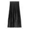 Leather Crinkle Pleated Midi Skirt