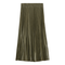 Leather Crinkle Pleated Midi Skirt