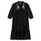 Floral Embroidered Velour Maxi Dress