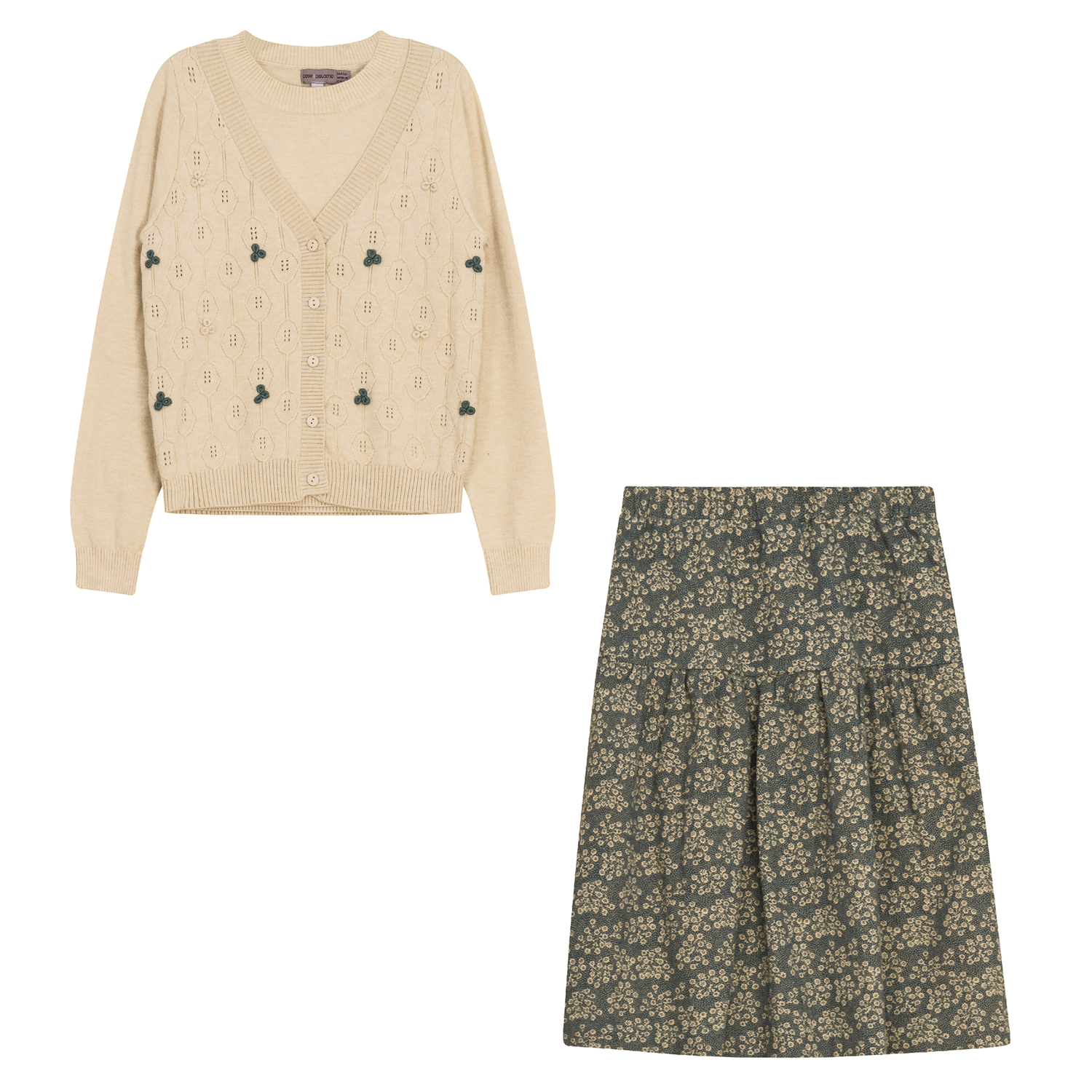 Pointelle Knit Woven 2Pc Set