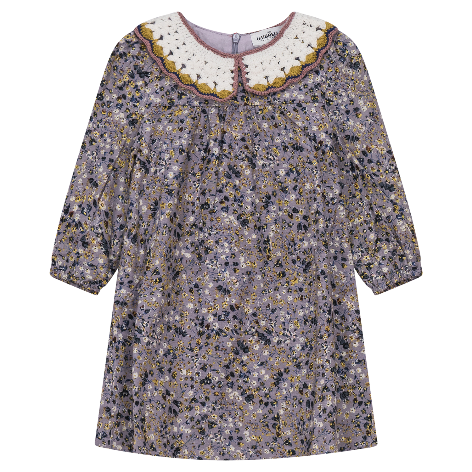 Floral Dress with Crochet Collar