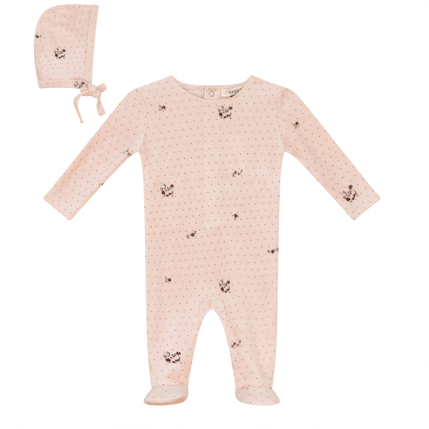 Flower and Mushroom Print Onesie and Bonnet