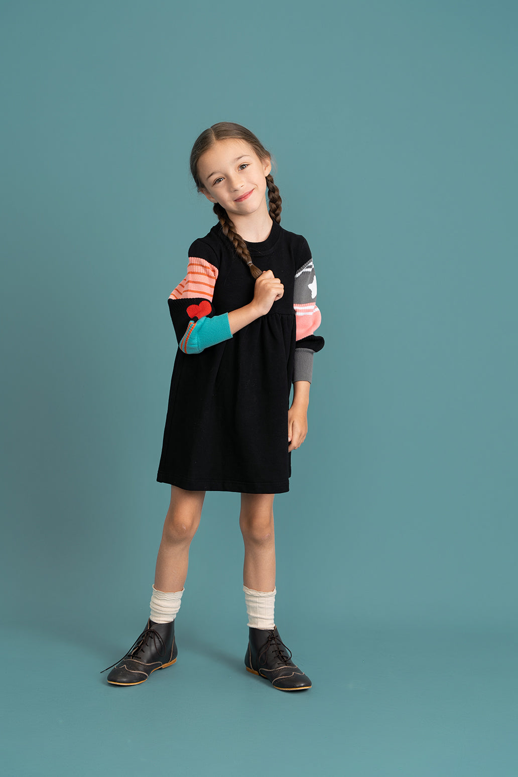 Striped Knit Fleece Dress