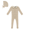 Ruffle Collar Knitted Onesie and Bonnet