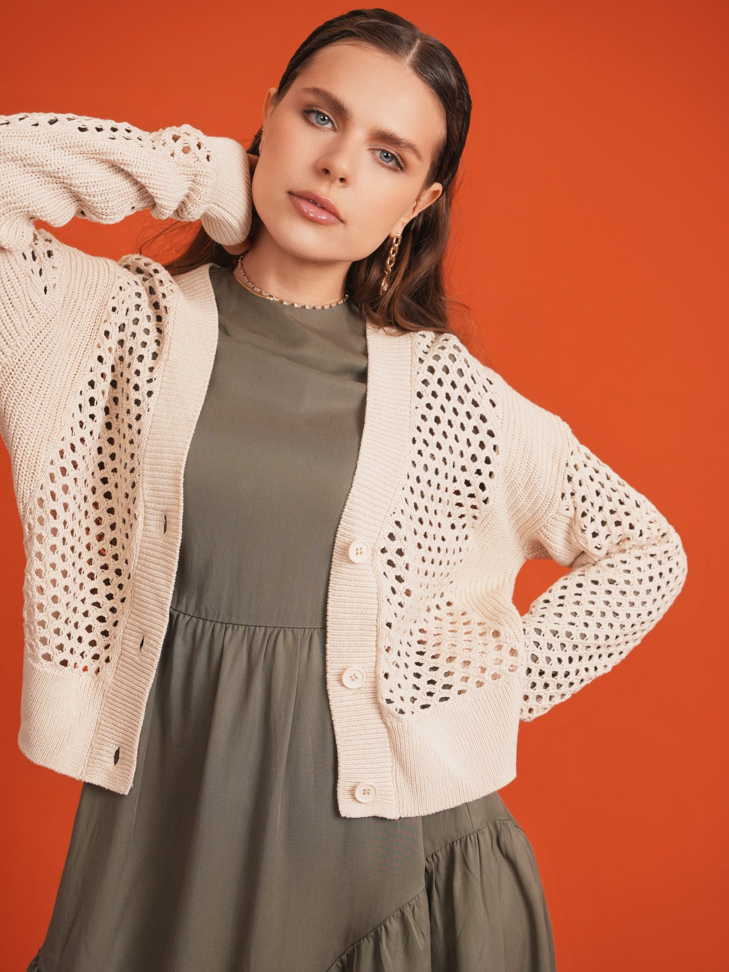 Crochet Knitted Crop Cardigan