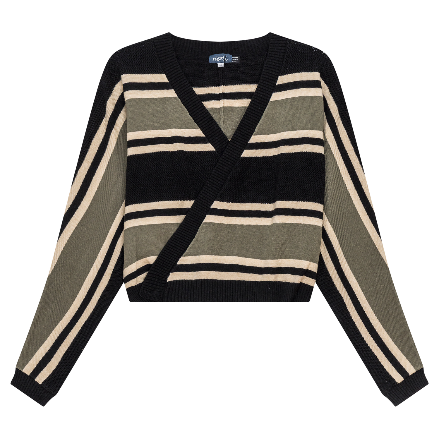 Pointelle Stripped Wrap Cardigan
