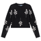 Leaves Print Crop Knit Sweater