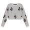 Leaves Print Crop Knit Sweater