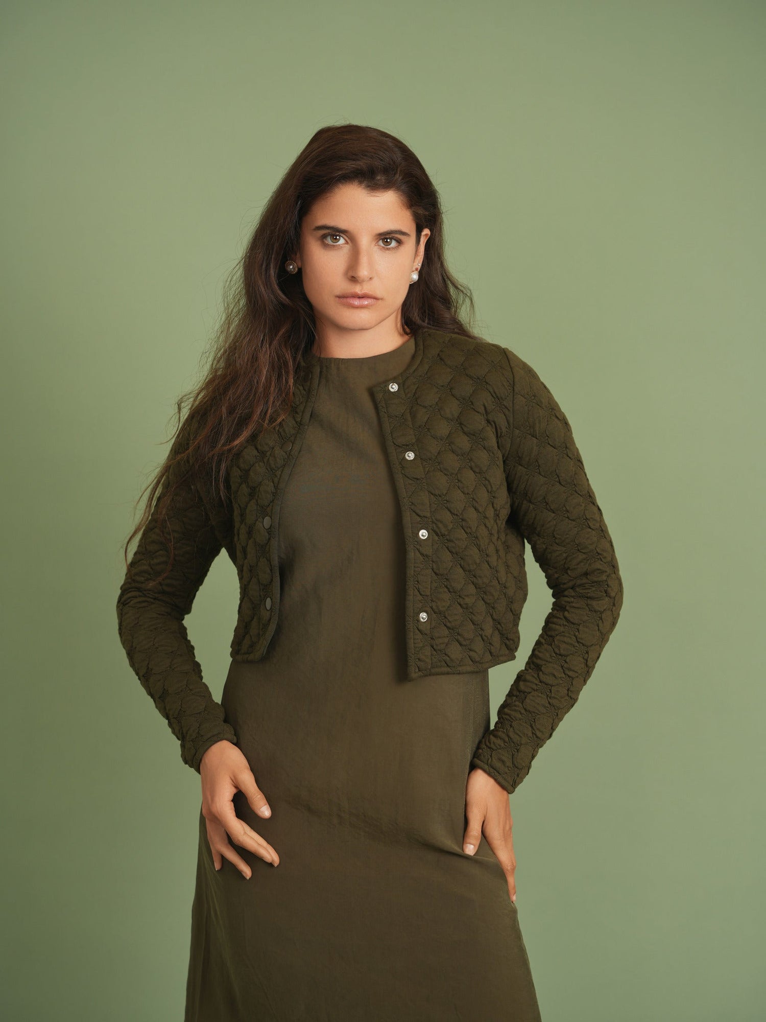 Cropped Quilted Cardigan