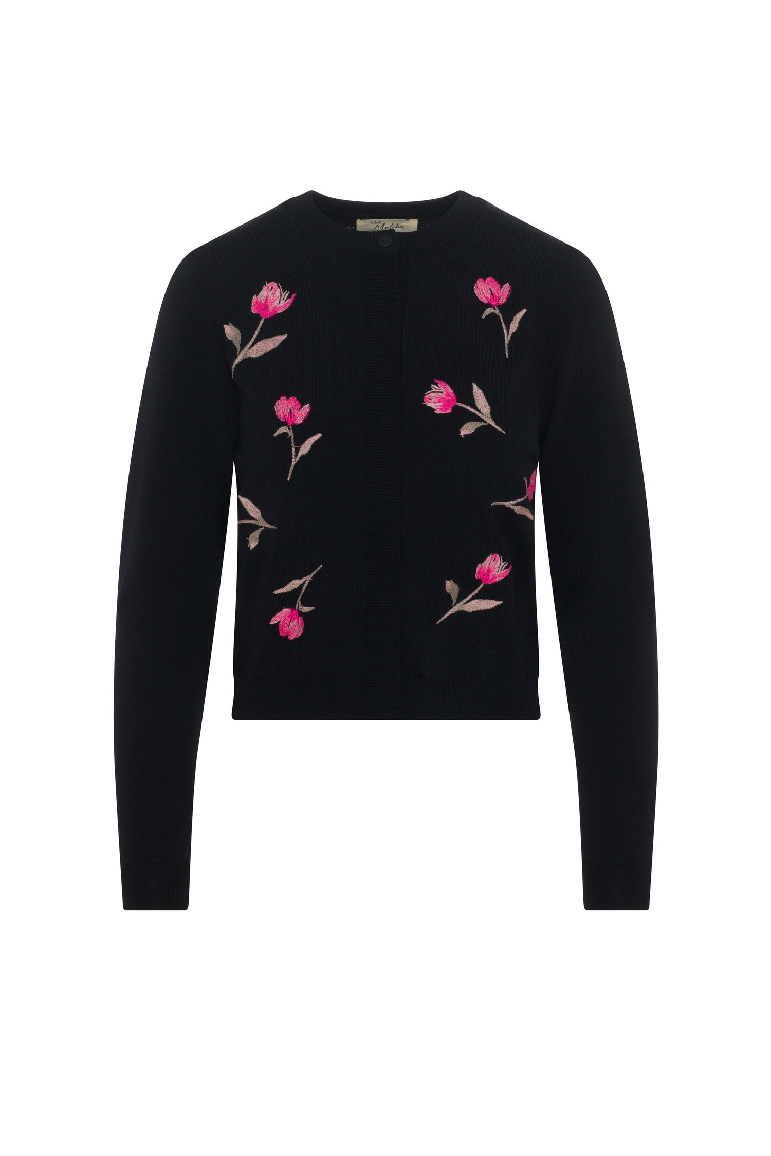 Emboidered Knit Cropped Cardigan