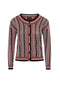 Cropped Textured Knit Striped Cardigan