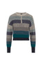 Cropped Striped Textured Knit Sweater
