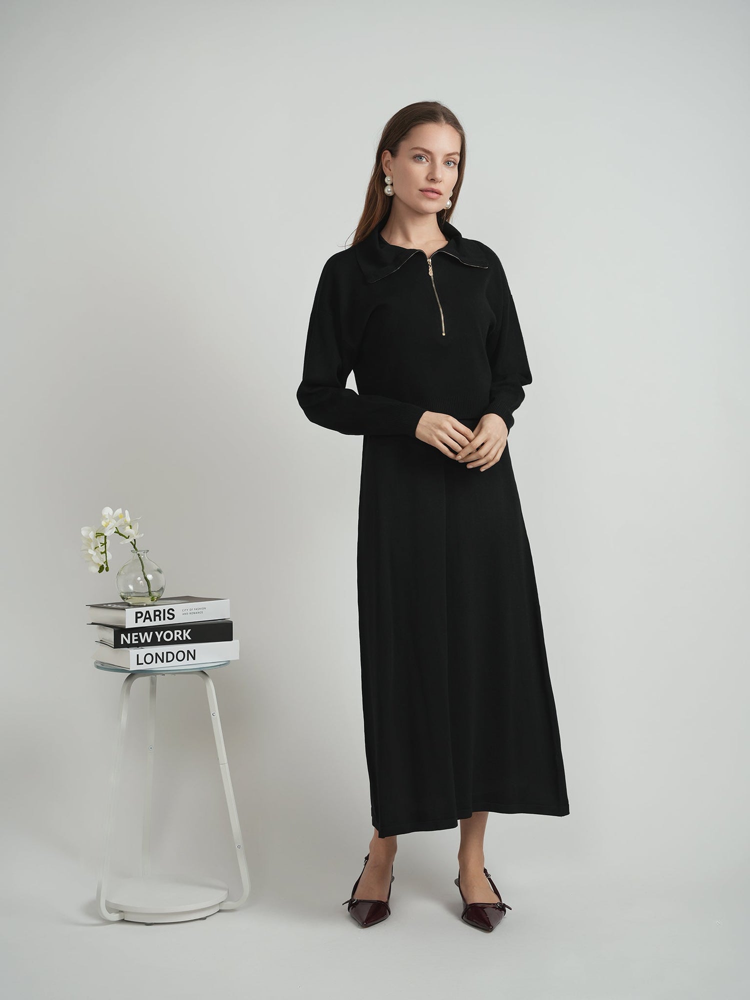 Cropped Dolman Zip Sweater