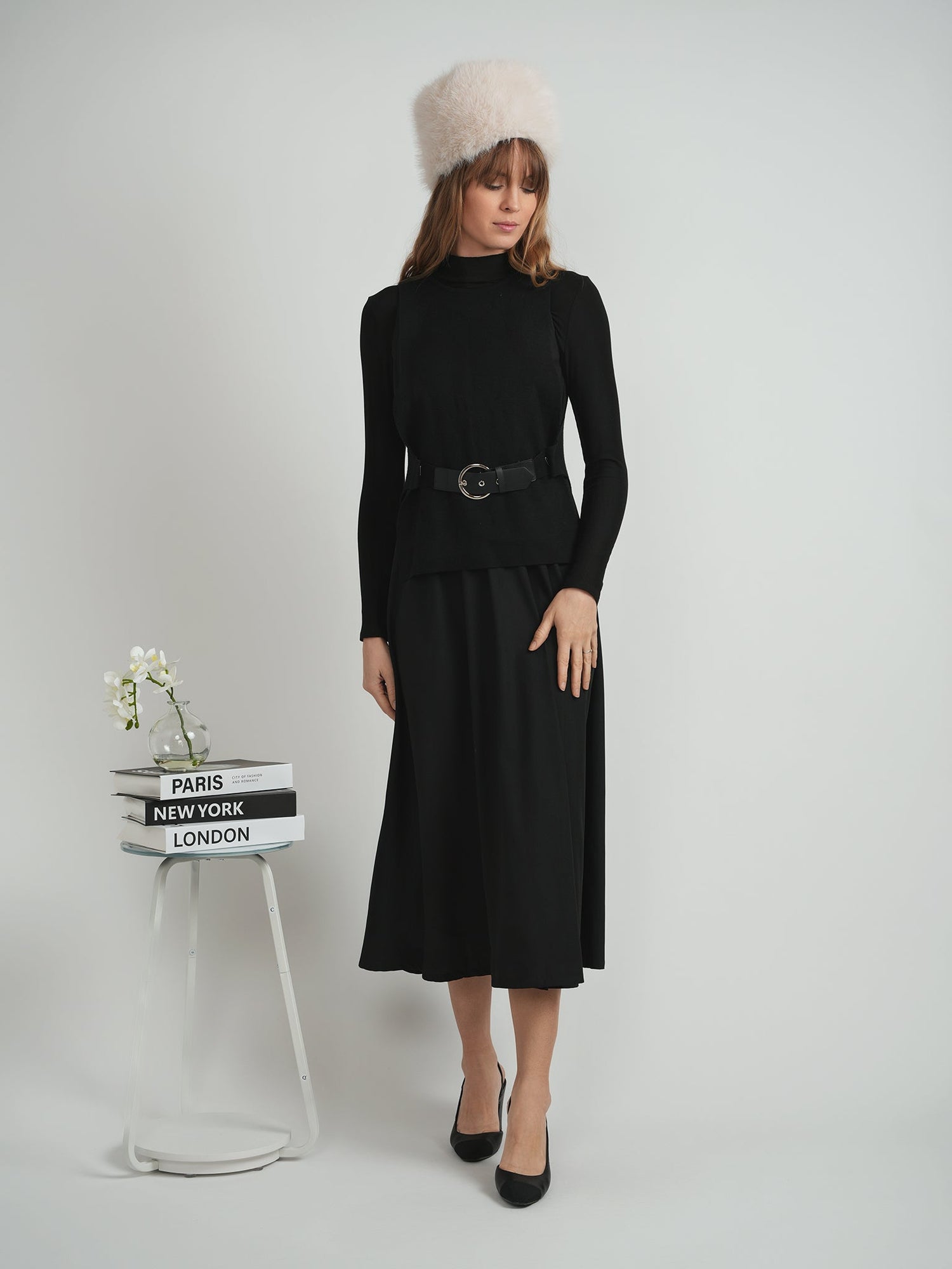 Belted Vest Crepe Jumper Combo