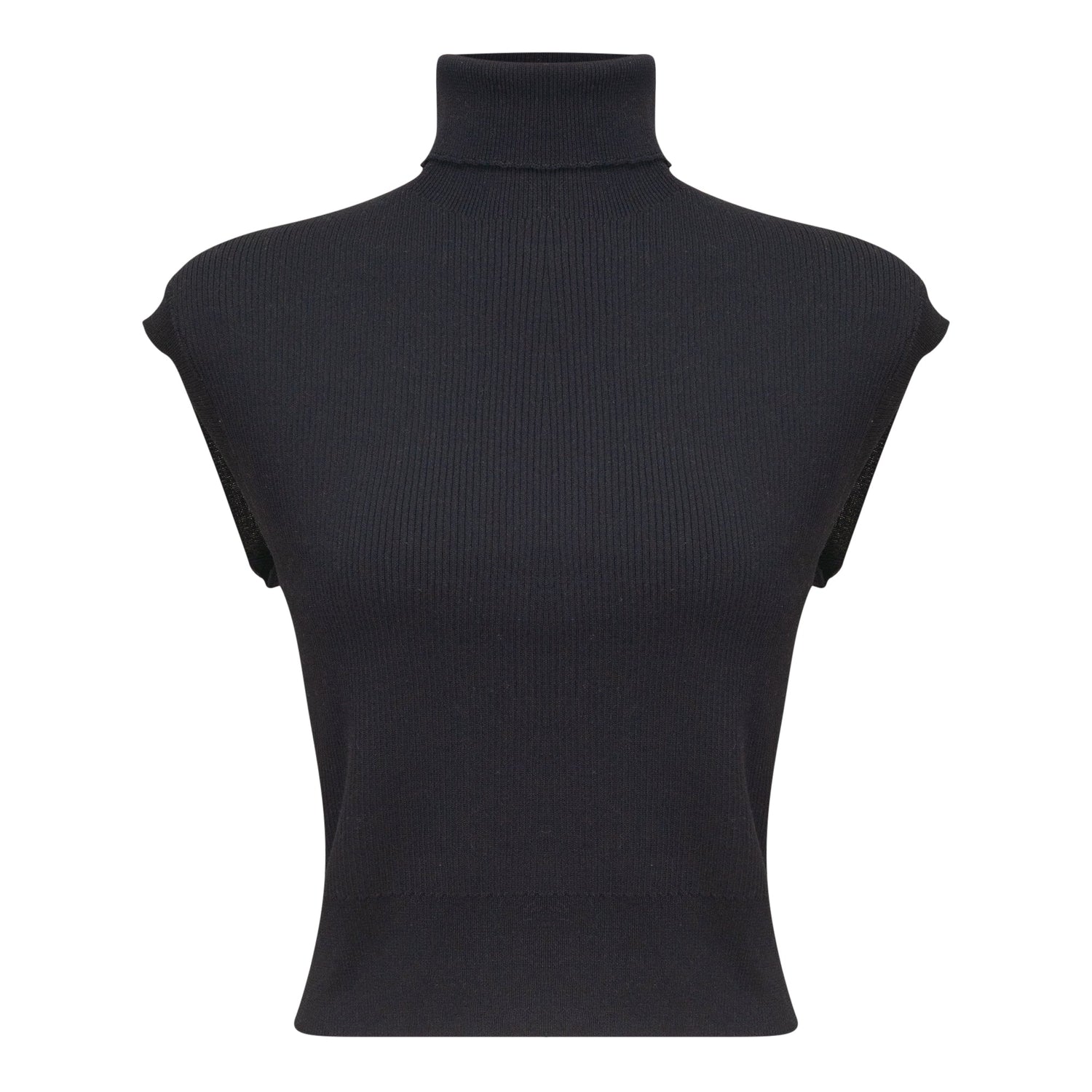 Turtle Neck Ribbed Knit Vest