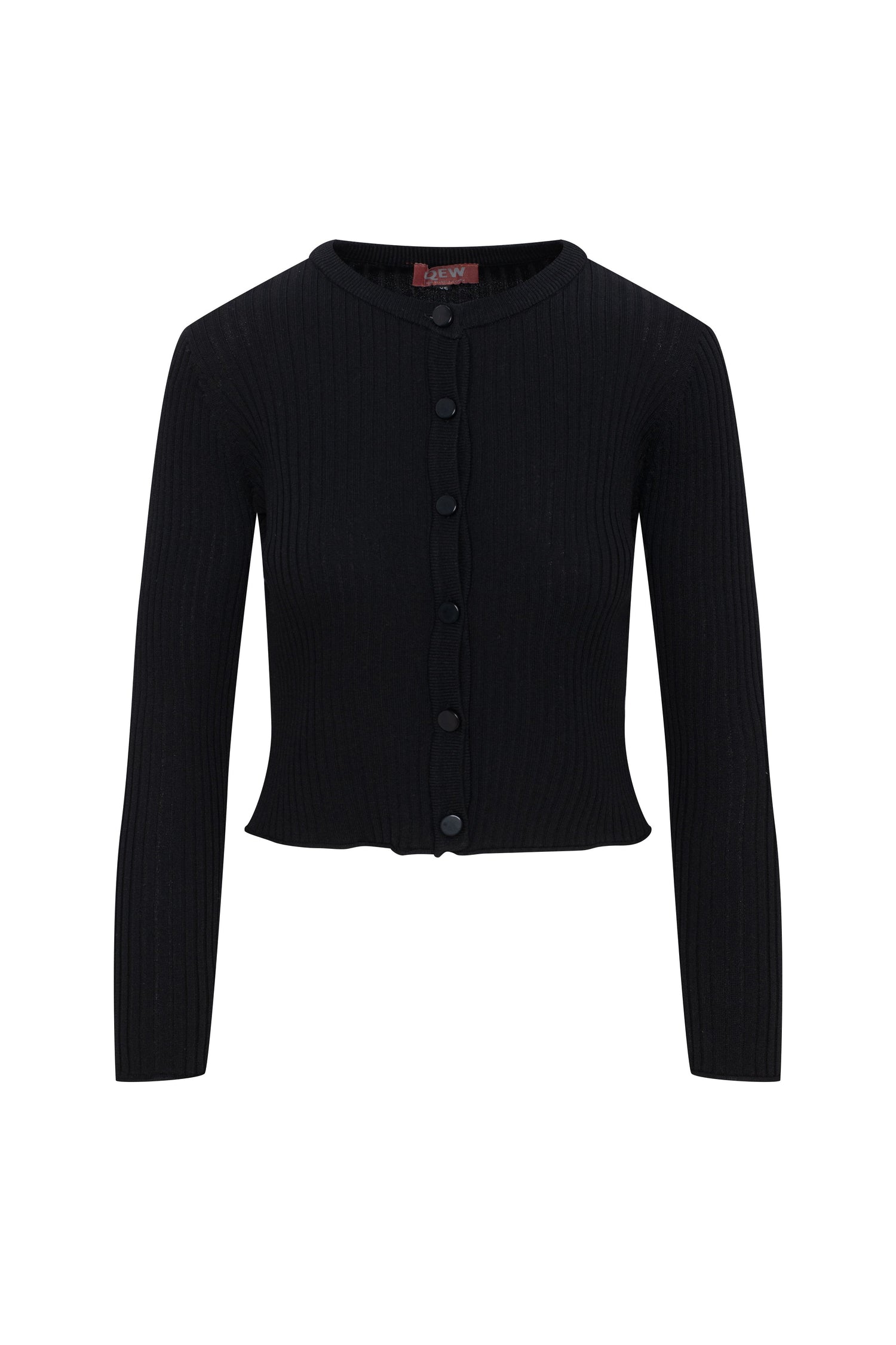 Wide Rib Cropped Knit Cardigan