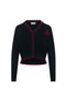 Embroidery Contrast Striped Cropped Cardigan