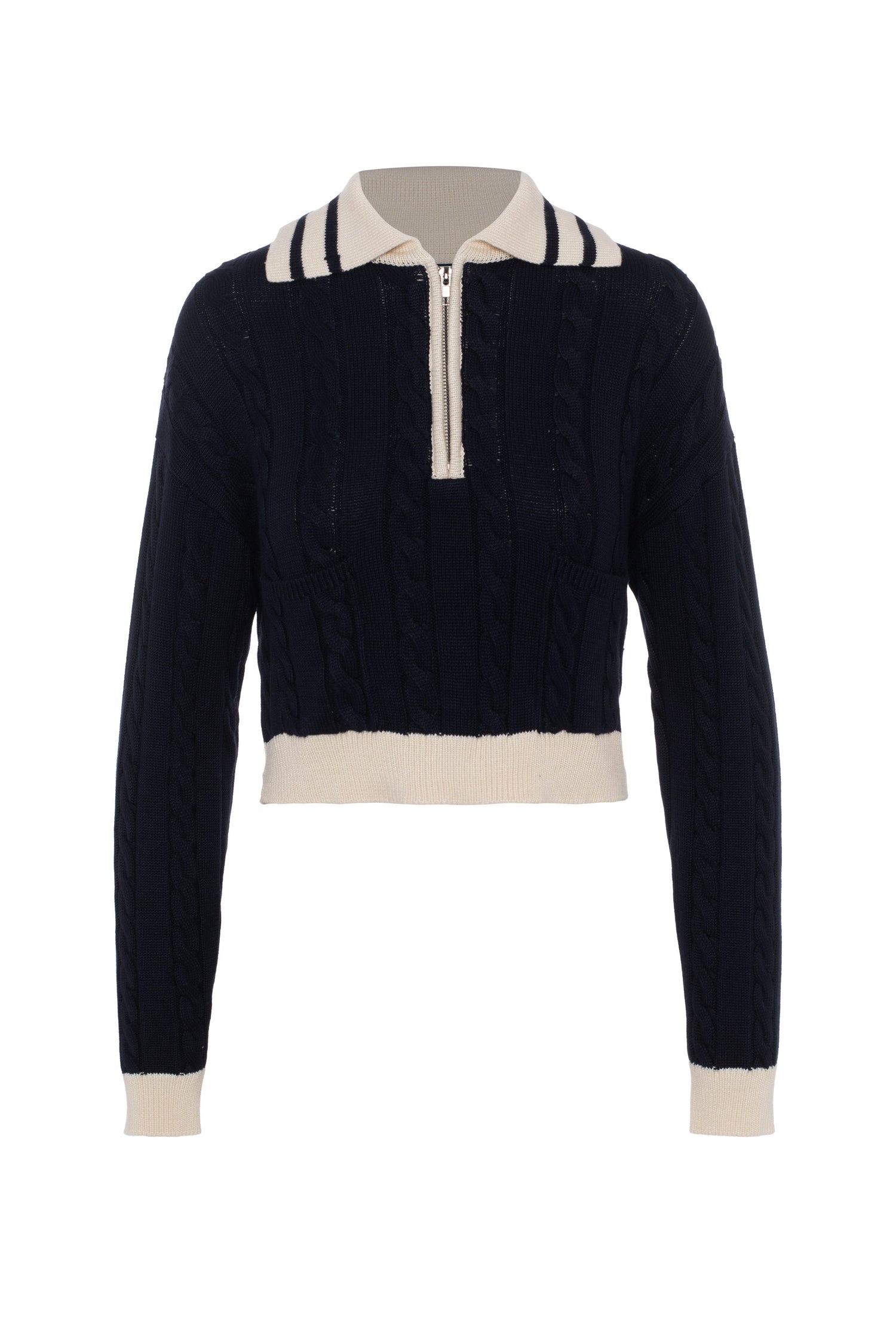 Cable Dolman Henley Sweater