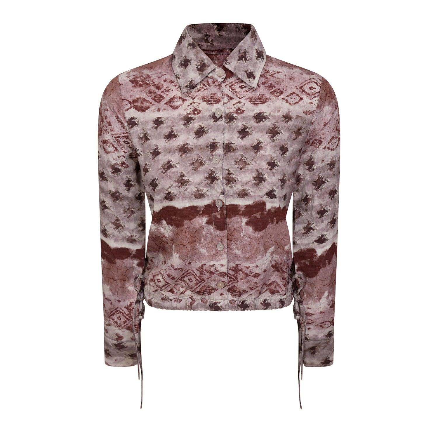 Printed Linen Cropped Blouse