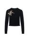 Crew Neck Floral Embroidery Sweater
