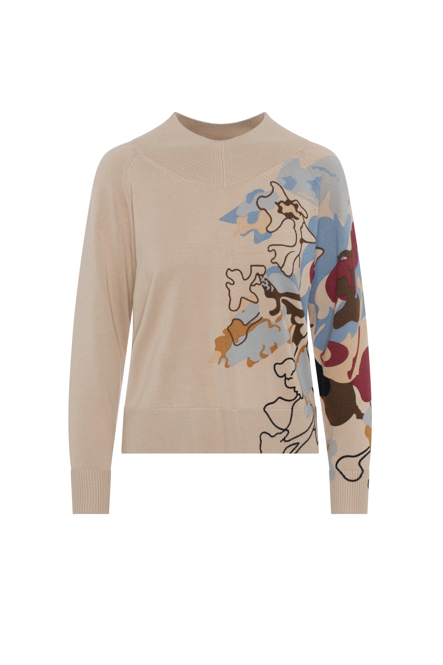 Printed V Neck Sweater