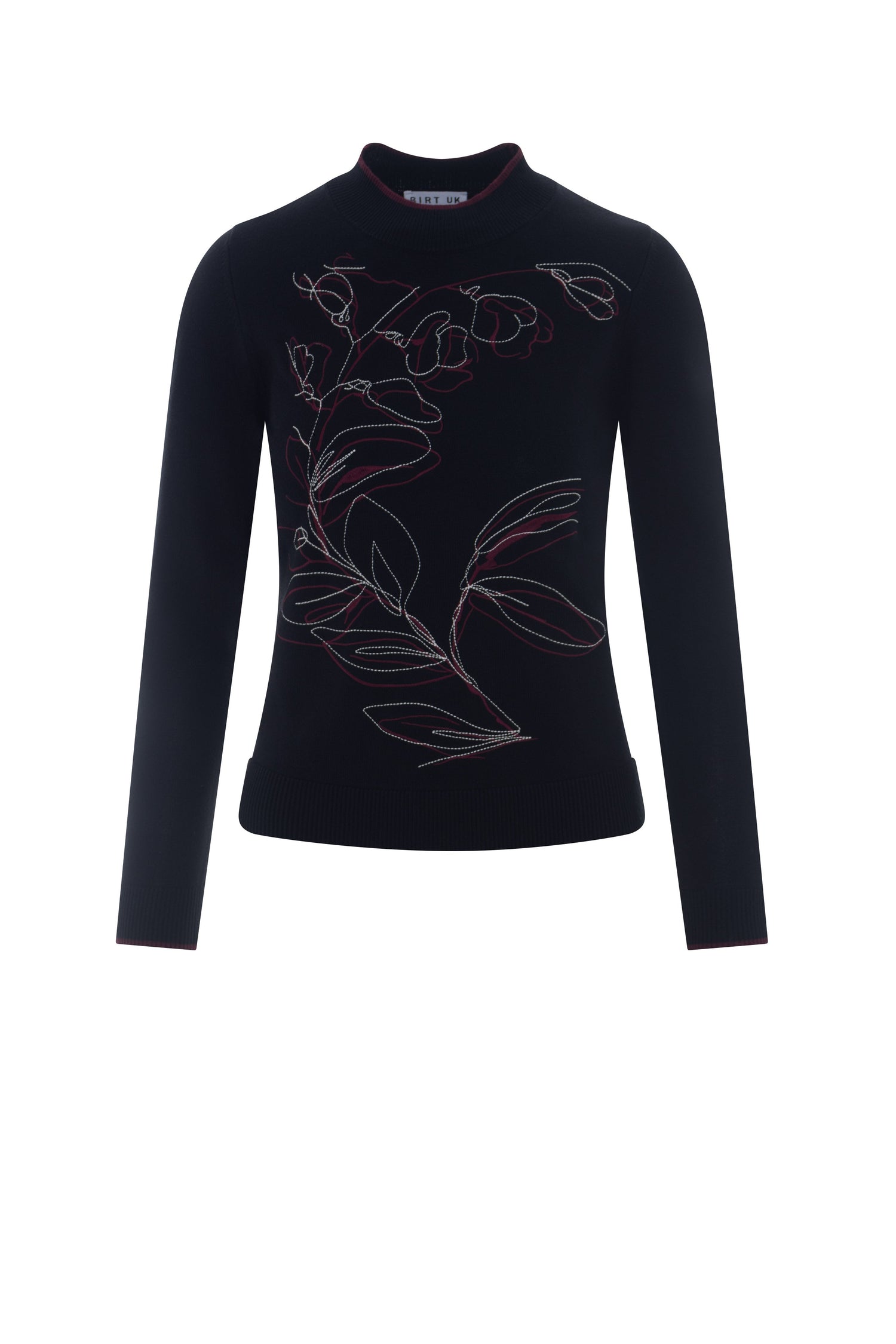 Printed Shirred Mock Neck Sweater