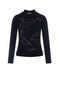 Printed Shirred Mock Neck Sweater