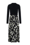 Mock Neck Midi Printed Dress
