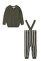 Stripped Overall Sweater Set