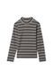 Waffle Stripped Mock Neck Top