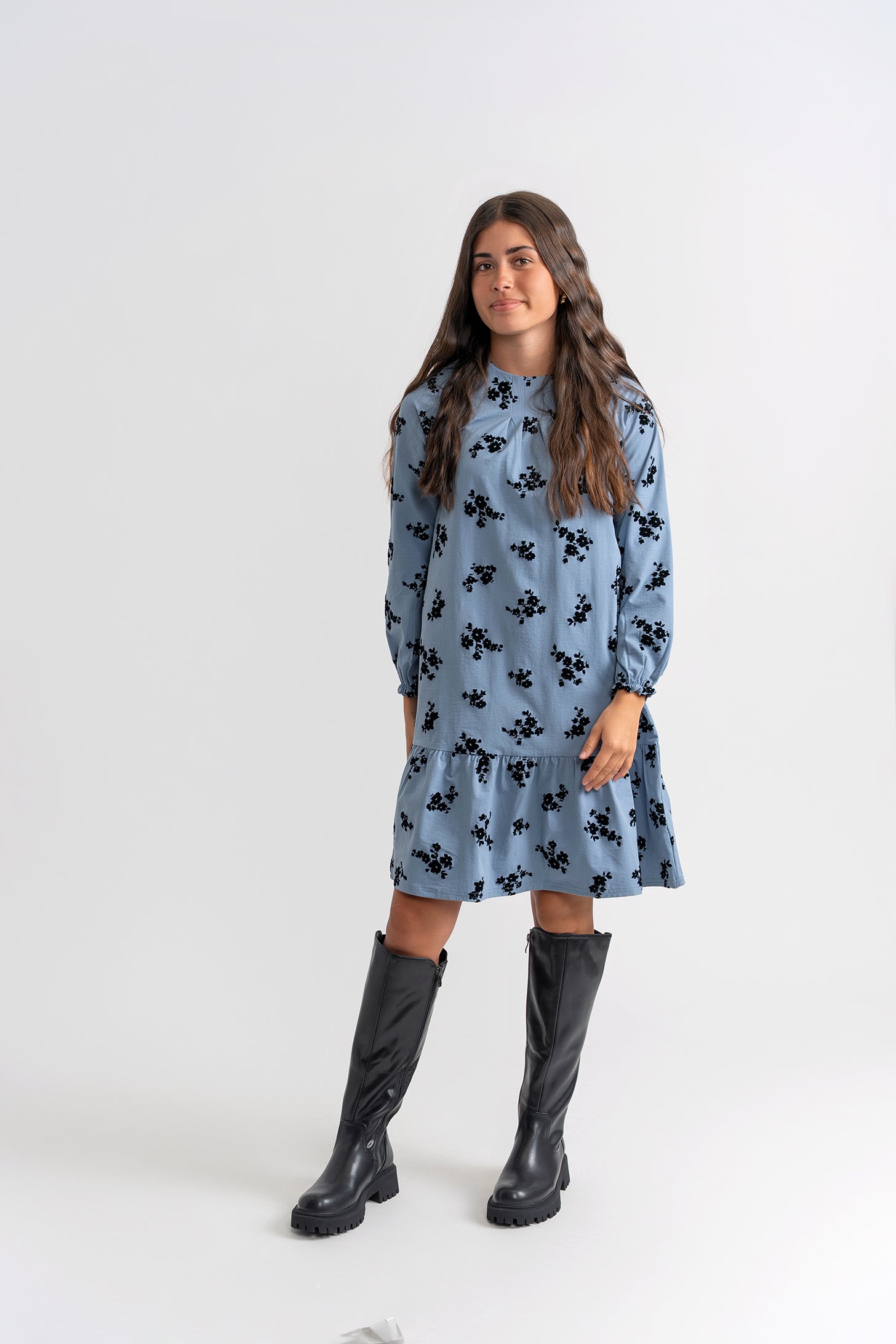 Flocked Floral Dress