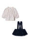 Floral Blouse with Overalls