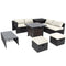 9 Pieces Patio Furniture Set with 32‚Äù Fire Pit Table and 50000 BTU Square Propane Fire Pit