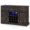 52 Inches Wine Bar Cabinet with LED Lights and Sliding Barn Doors