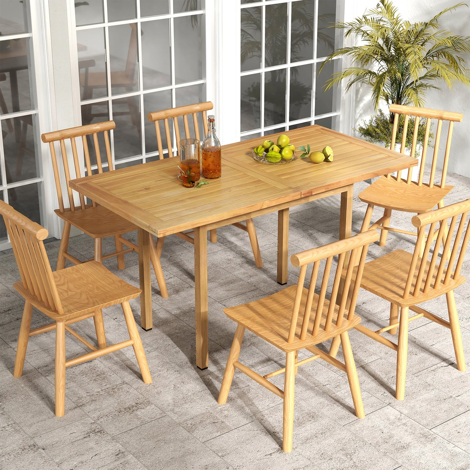 Indoor Outdoor Teak Wood Slatted Tabletop Panel Board Split in 2 Square