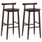 Wooden Bar Chair Set of 2 with Backrest and Footrest for Home Restaurant Cafe