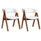 Wooden Dining Chair Set of 2 Mid-Century Modern Sherpa Upholstered Kitchen Dining Room Chairs