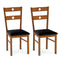 Wooden Dining Chairs Set of 2 Armless Kitchen Chairs with Hollowed Backrest