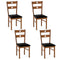 Wooden Dining Chairs Set of 4 Armless Kitchen Chairs with Hollowed Backrest
