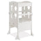 Folding Wooden Step Stool with Lockable Safety Rail for Toddler 3+
