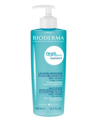 Bioderma Abcderm Hydratant 500ml - Hypoallergenic Baby Moisturizer, Fragrance-Free Skincare for Sensitive Skin