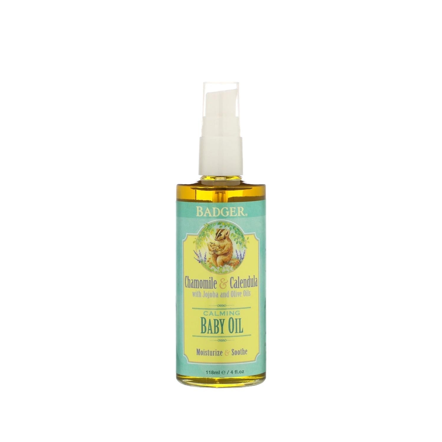 Badger Baby Oil 118ml - Natural & Gentle Baby Skin Care for Newborns & Infants