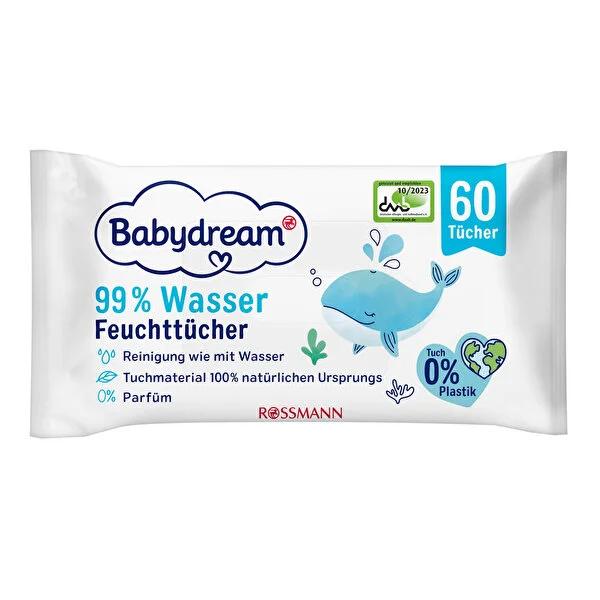 Babydream Baby Wet Wipes - %99 Water, Dermatologically Approved & Vegan, 3x60 Count