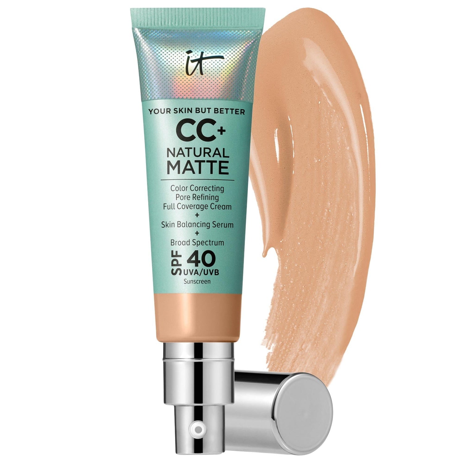 CC+ Cream Natural Matte Foundation with SPF 40 - Full Coverage, Non-Comedogenic, Vegan Makeup